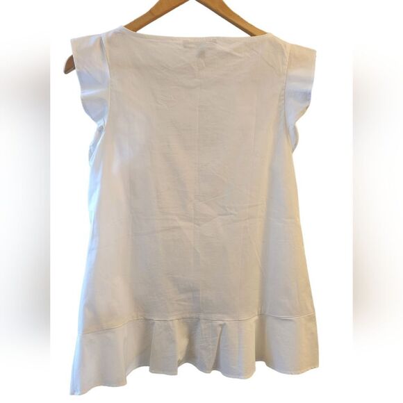 Banana Republic Top Blouse Ruffle Sleeveless Cotton BOHO White Peplum Babydoll S - Picture 6 of 11